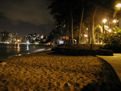 Waikiki beach at night
