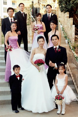 A group portrait on the steps of the church